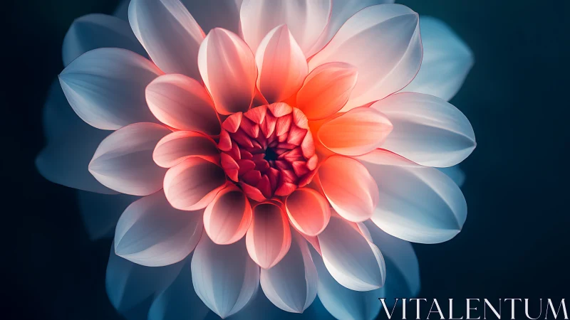 Glowing Dahlia Blooming in Radiant Warmth and Light.