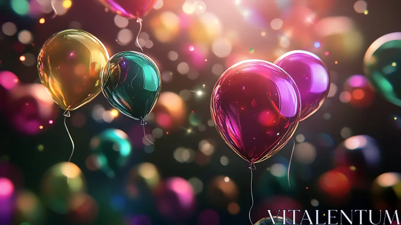 Luminous Glass Balloons in Bokeh Light Field.