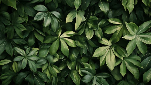 Emerald leaf tapestry weaving a lush, hypnotic jungle hush.
