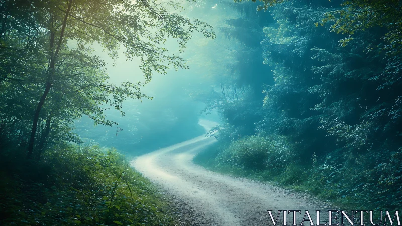 Winding Forest Path Through Dense Emerald Canopy.