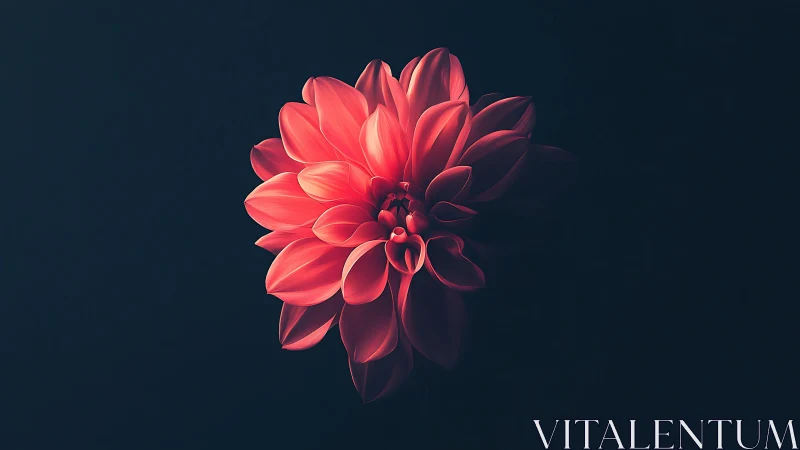 Crimson Dahlia Bloom Against Teal Gradient