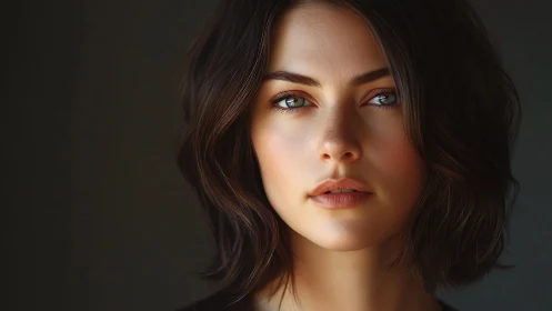 Close-up digital portrait depicts woman with neutral gaze