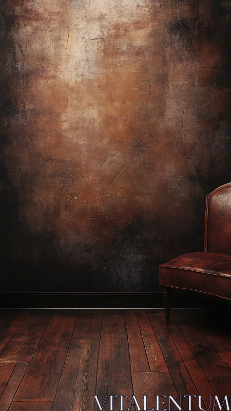 Moody leather corner in a timeworn sepia studio hush.