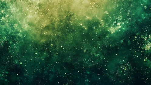 Nebulous green cosmic field rendered as granular star cloud