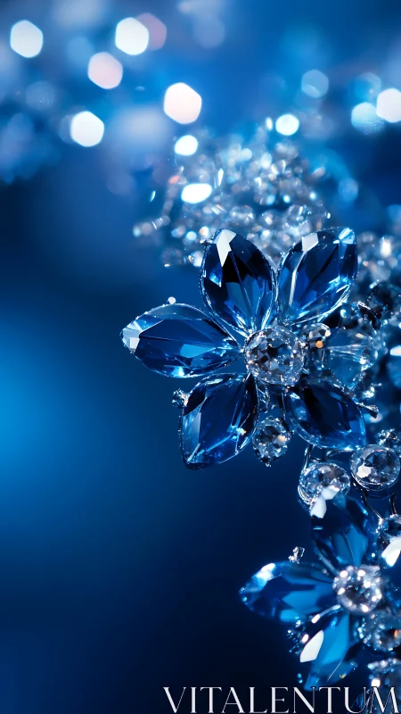 Sparkling sapphire flower jewels glowing in dreamy blue light.