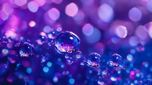 Starlit droplets drift through neon violet bokeh galaxies.