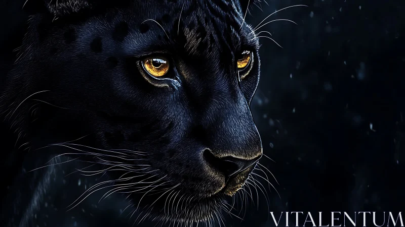 Black Panther Portrait: Luminous Eyes Against Nocturnal Darkness.