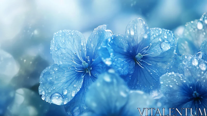 Dewdrops on Blue Floral Beauty.