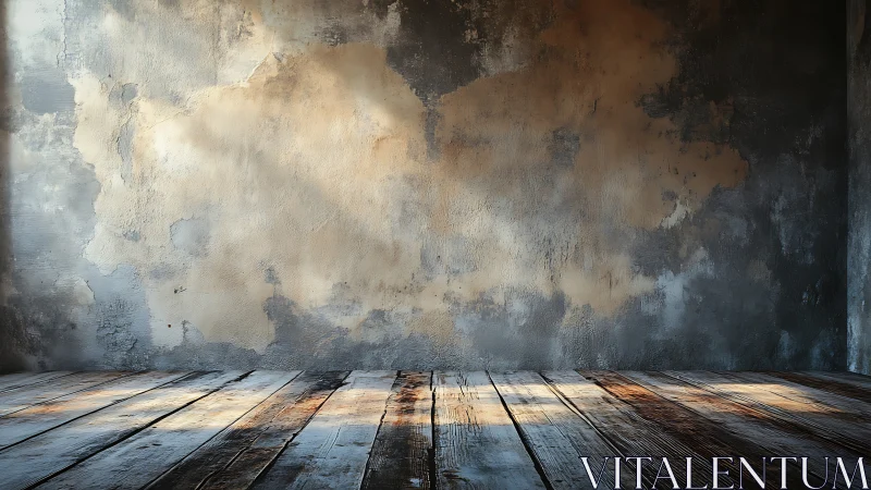 Weathered loft interior shows textured wall and light play