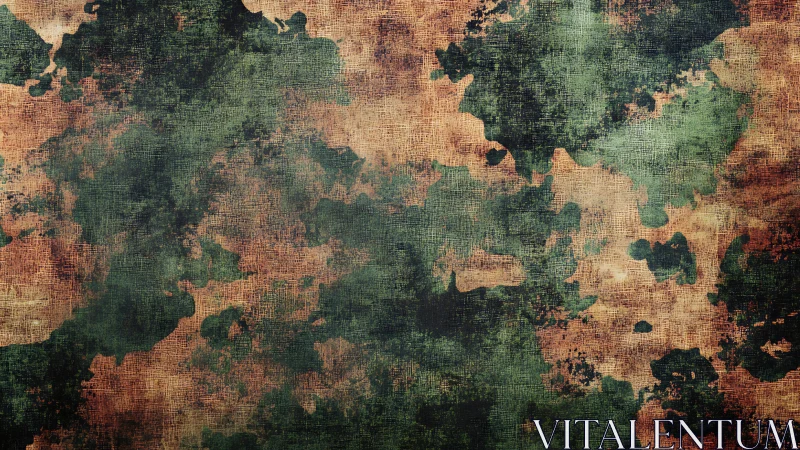 Weathered grunge texture shows mottled green and rust field
