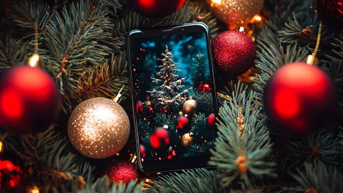 Cozy holiday magic glowing from a smartphone screen.