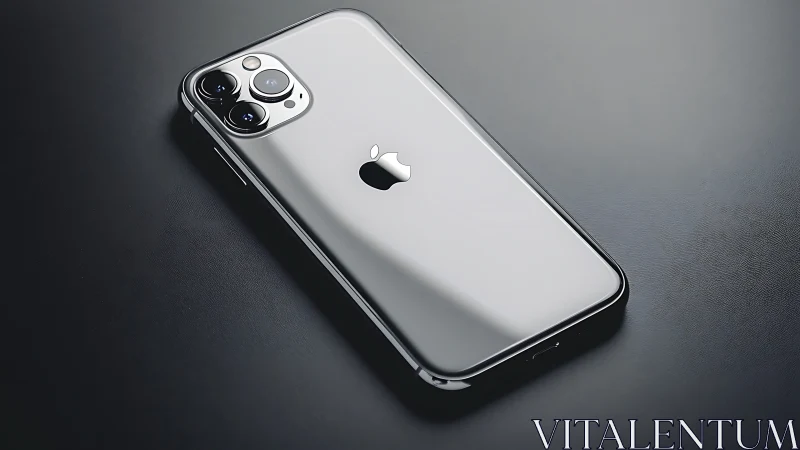 Sleek Silver iPhone Gleams in Professional Lighting.