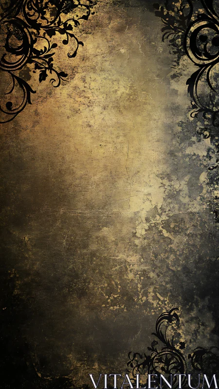 Vintage grunge background with ornate floral borders.