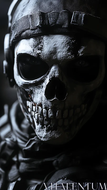 Tactical skull-masked soldier under harsh cinematic light.