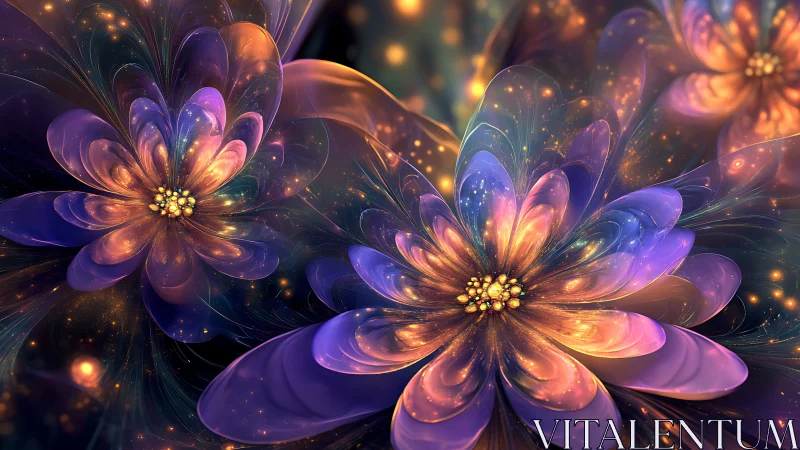 Luminescent fractal blossoms in iridescent cosmic bloom.