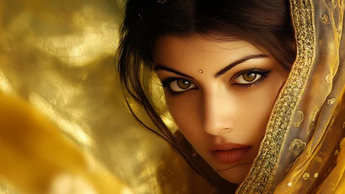 Digital portrait shows close-up female face framed by veil