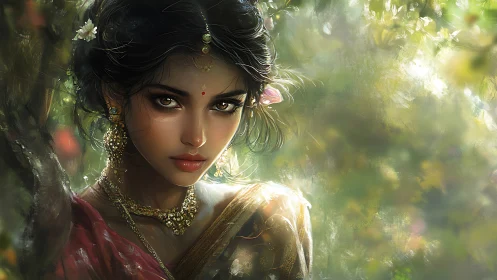 Forest light studies the jeweled gaze of a silent muse