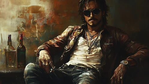 Laid back barroom drifter in warm, moody colors.