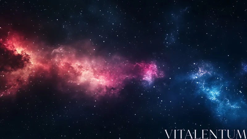 Diffuse interstellar nebula band across star field night sky.