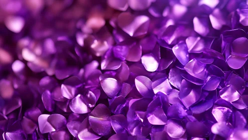 Macro view of layered glossy purple flower petals.