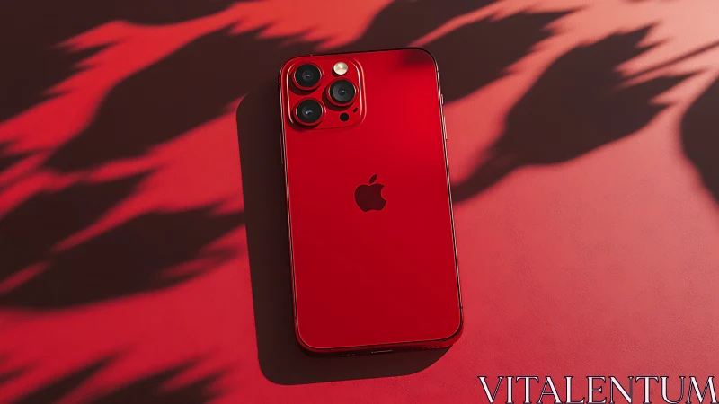 Red iPhone 12 Pro with Quad Camera Setup on Colored Background
