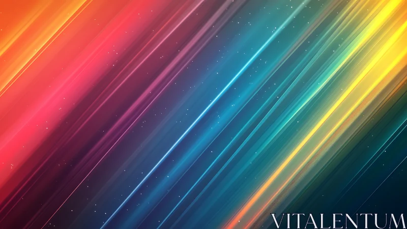 Diagonal multicolor light streaks with subtle particle field.