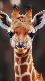 Young giraffe faces camera with clear, detailed portrait
