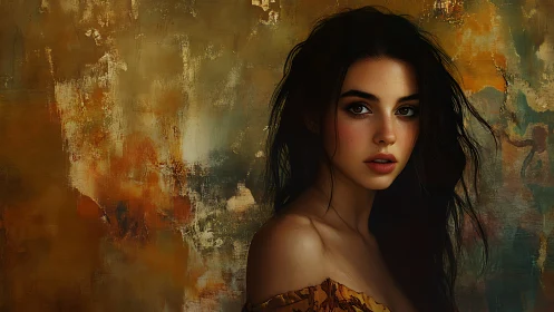 Rust-hued whispers frame a luminous digital portrait muse