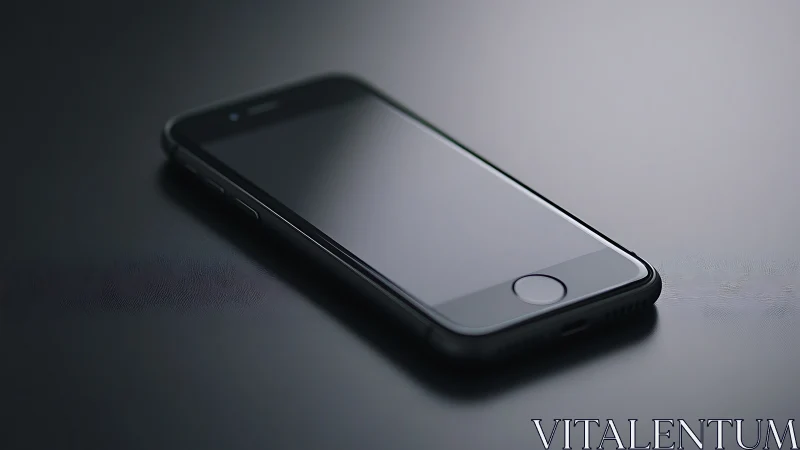 Sleek Black Smartphone on Polished Surface
