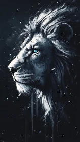 Starlit lion gazes forward with calm, determined strength
