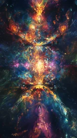 Vertical fractal nebula forms symmetrical cosmic explosion