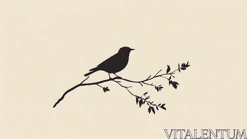 Solitary Songbird Perched on Delicate Foliage.