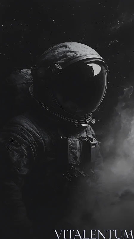 Starlit wanderer drifts alone through velvet cosmic fog