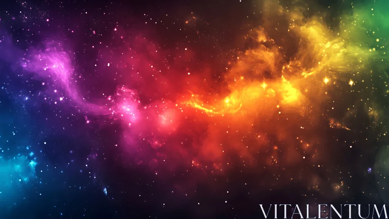 Multicolored nebula band stretches across dense star field