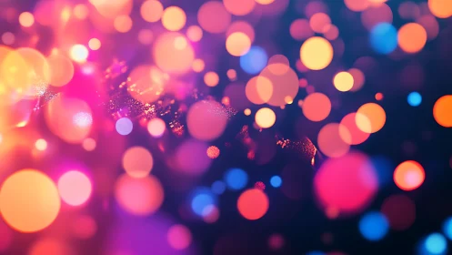 Multicolored circular bokeh forms layered defocused field