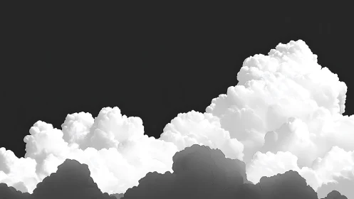 Monochrome cumulonimbus formation in minimalist digital rendering.
