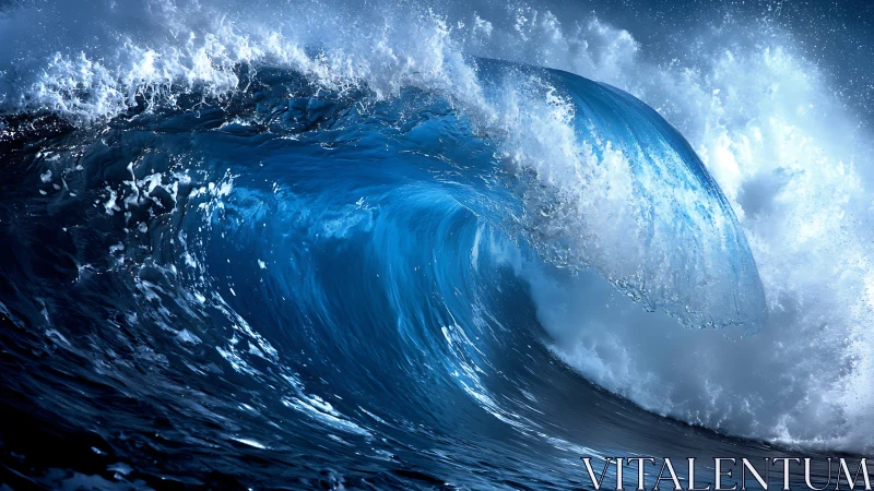 Breaking ocean wave with detailed water motion captured.