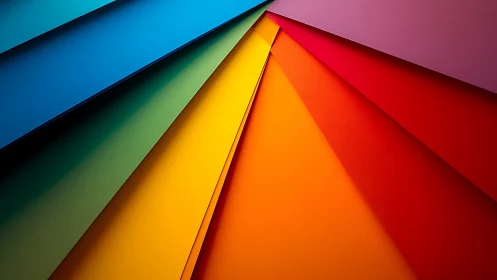 Color fan vortex of folded paper in radiant spectrum bloom.