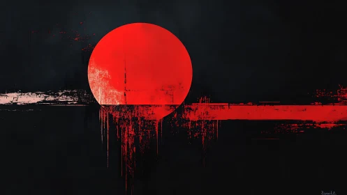 Bleeding Neon Sun Crossing A Midnight Industrial Horizon.