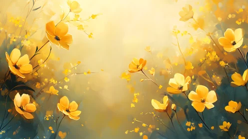 Yellow Floral Composition with Soft Light Diffusion