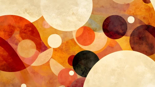 Warm Abstract Circles Art with Earthy Tones and Textured Effect.