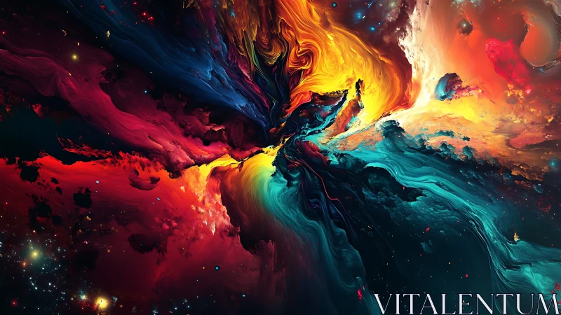 Cosmic paintstorm swirling through a newborn starfield.