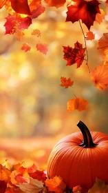 Autumn pumpkin study with shallow depth and luminous foliage