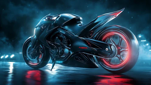 Electric night ride showcases a sleek futuristic superbike