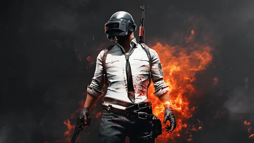 Fierce battle survivor stands strong against burning firestorm