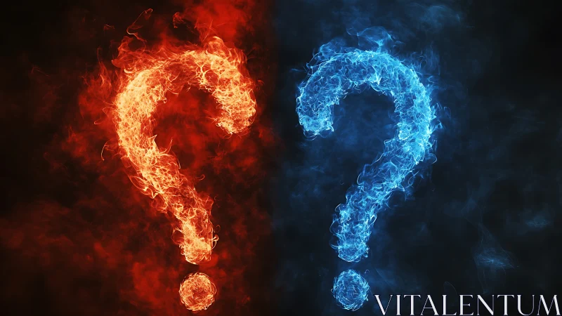 Dual Question Mark Visualization with Contrasting Fire and Frost