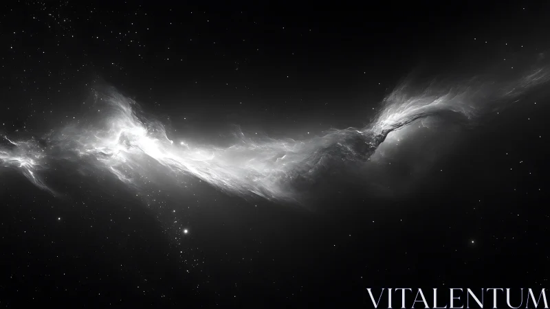 Cosmic nebula stream glows across deep black space.