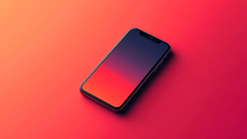 Modern smartphone with notch display against coral-to-magenta gradient background