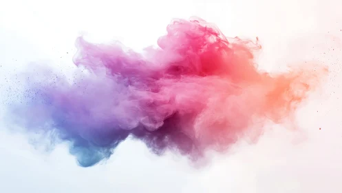 Colorful powder cloud drifts across white background space.