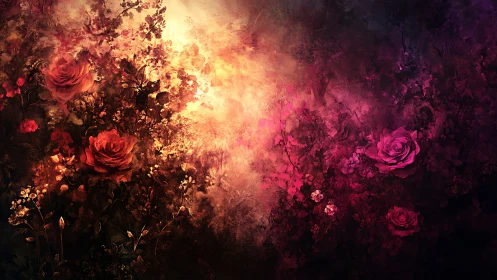 Roses Ablaze: Where Velvet Petals Meet Molten Light